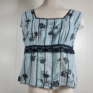 Millennium striped lace embellished tank top 1x